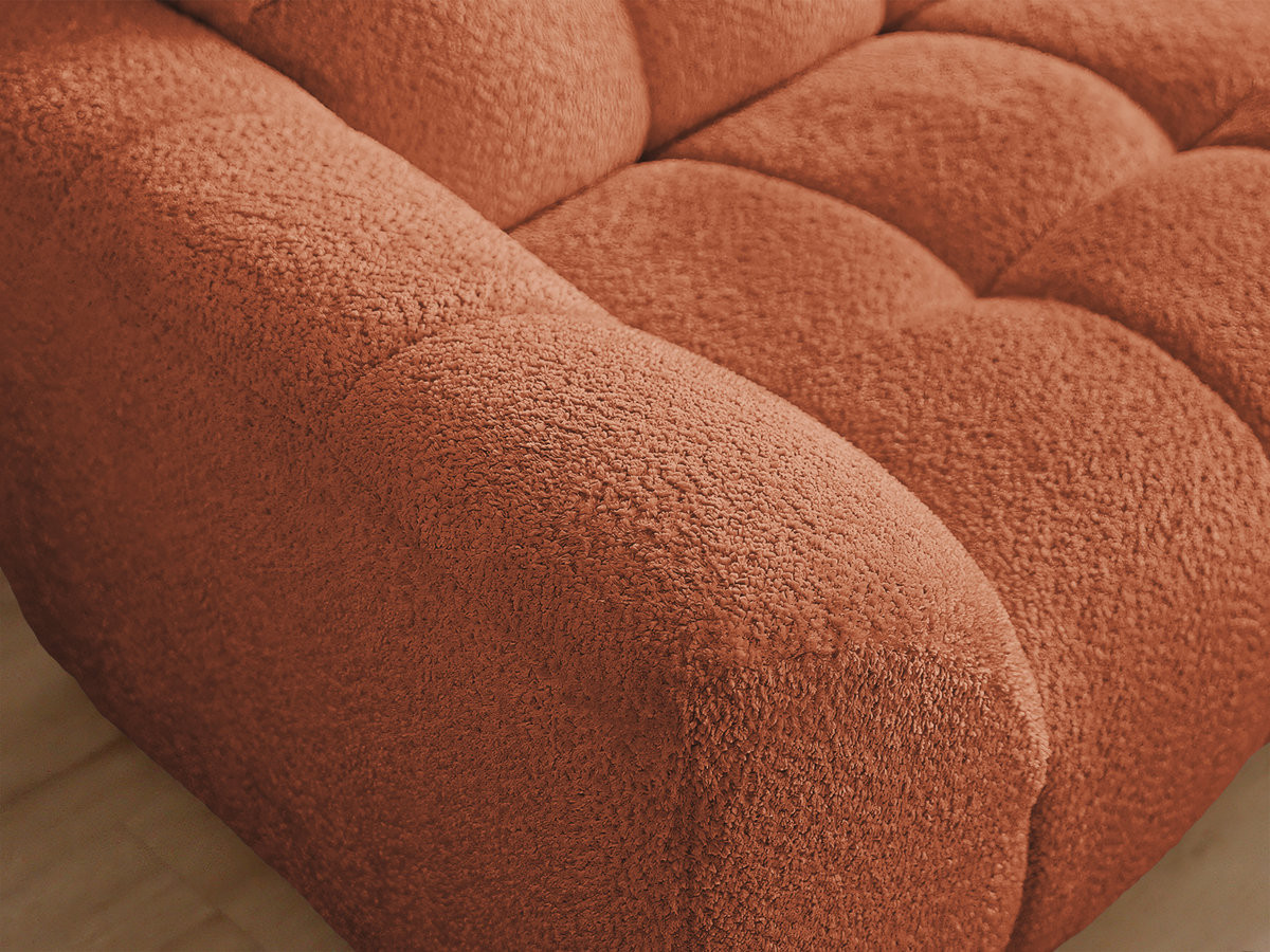 Canapé d'angle fixe JAYA tissu chenille avec pouf