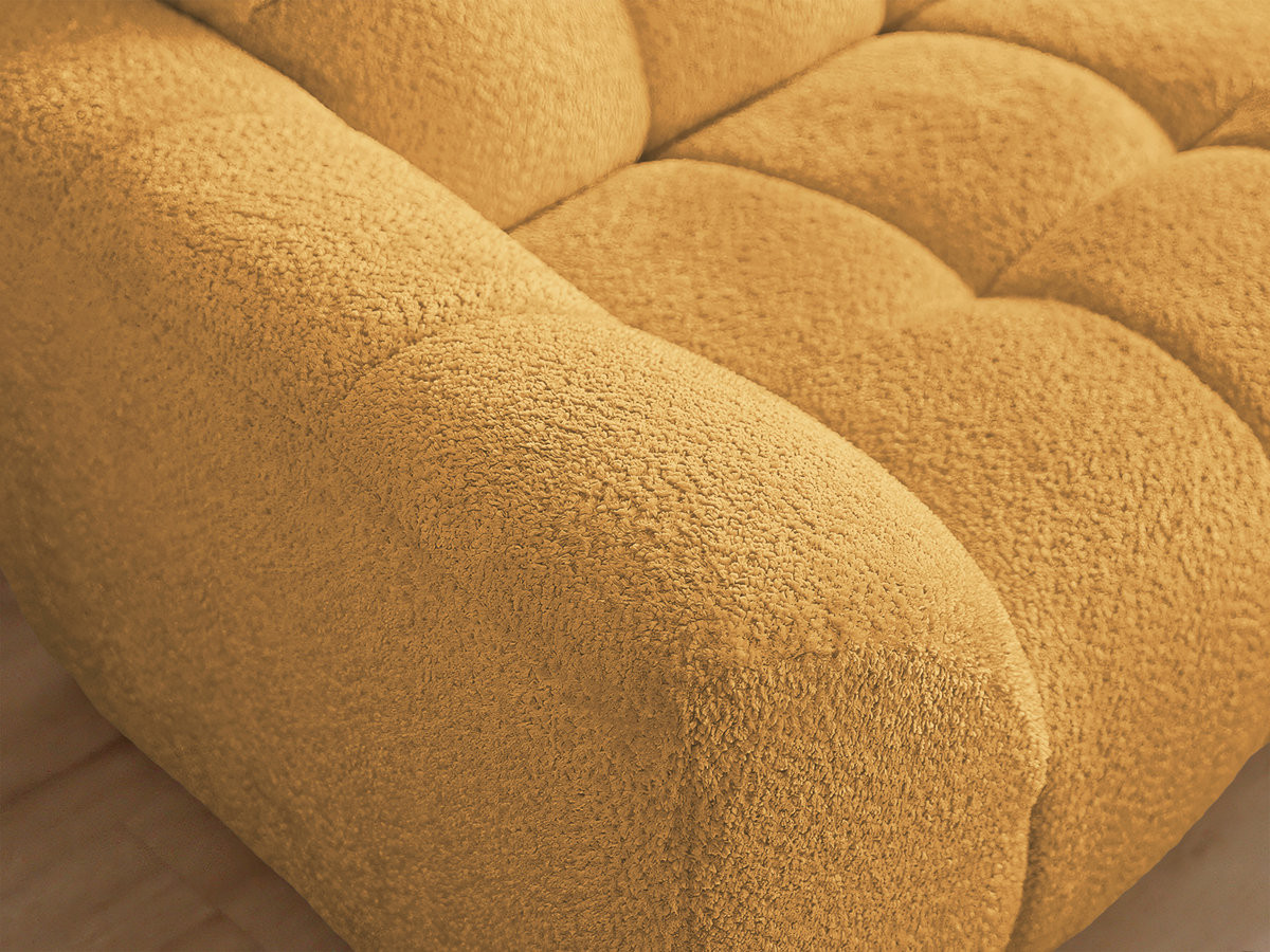 Canapé d'angle fixe JAYA tissu chenille avec pouf