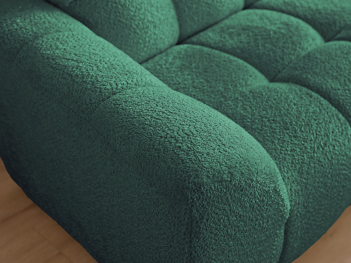 Canapé d'angle fixe JAYA tissu chenille avec pouf