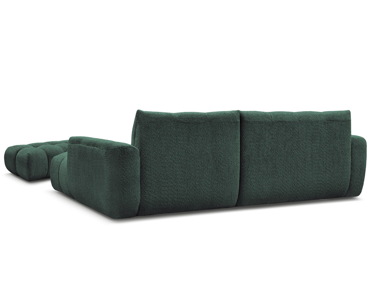 Canapé d'angle fixe JAYA tissu chenille avec pouf