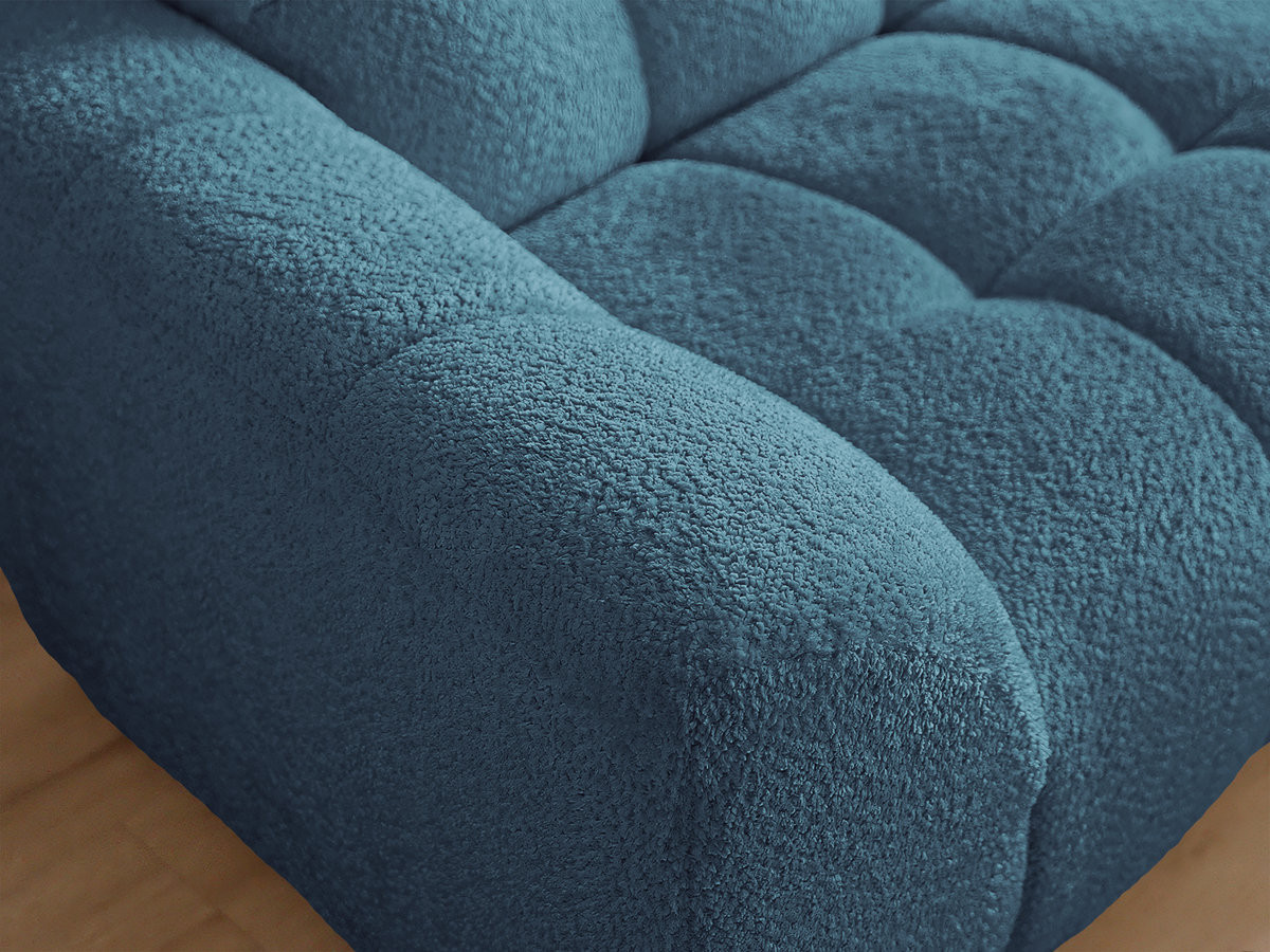 Canapé d'angle fixe JAYA tissu chenille avec pouf