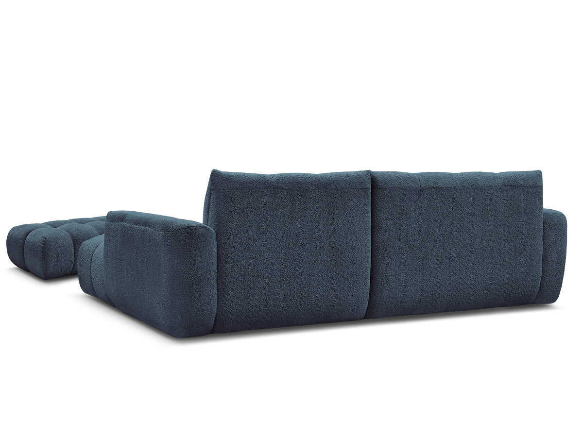 Canapé d'angle fixe JAYA tissu chenille avec pouf