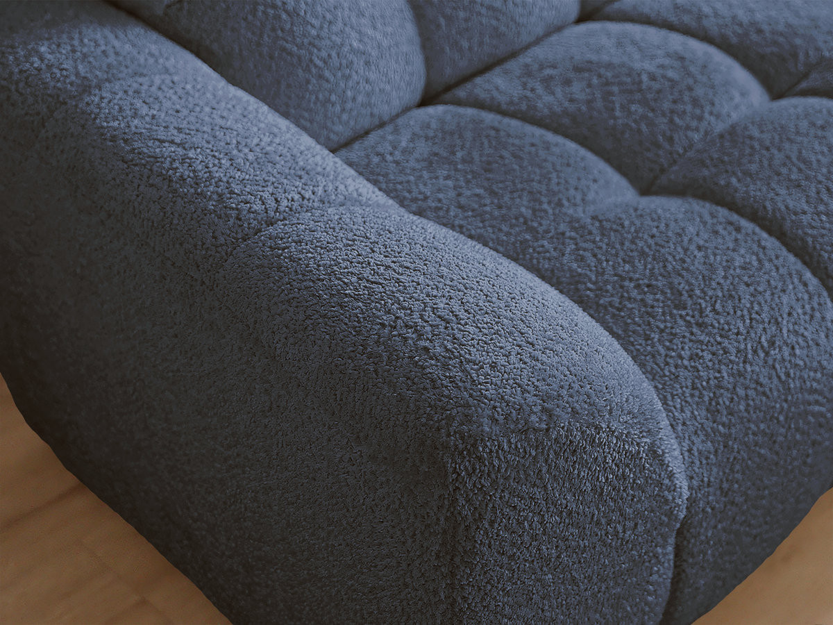 Canapé d'angle fixe JAYA tissu chenille avec pouf