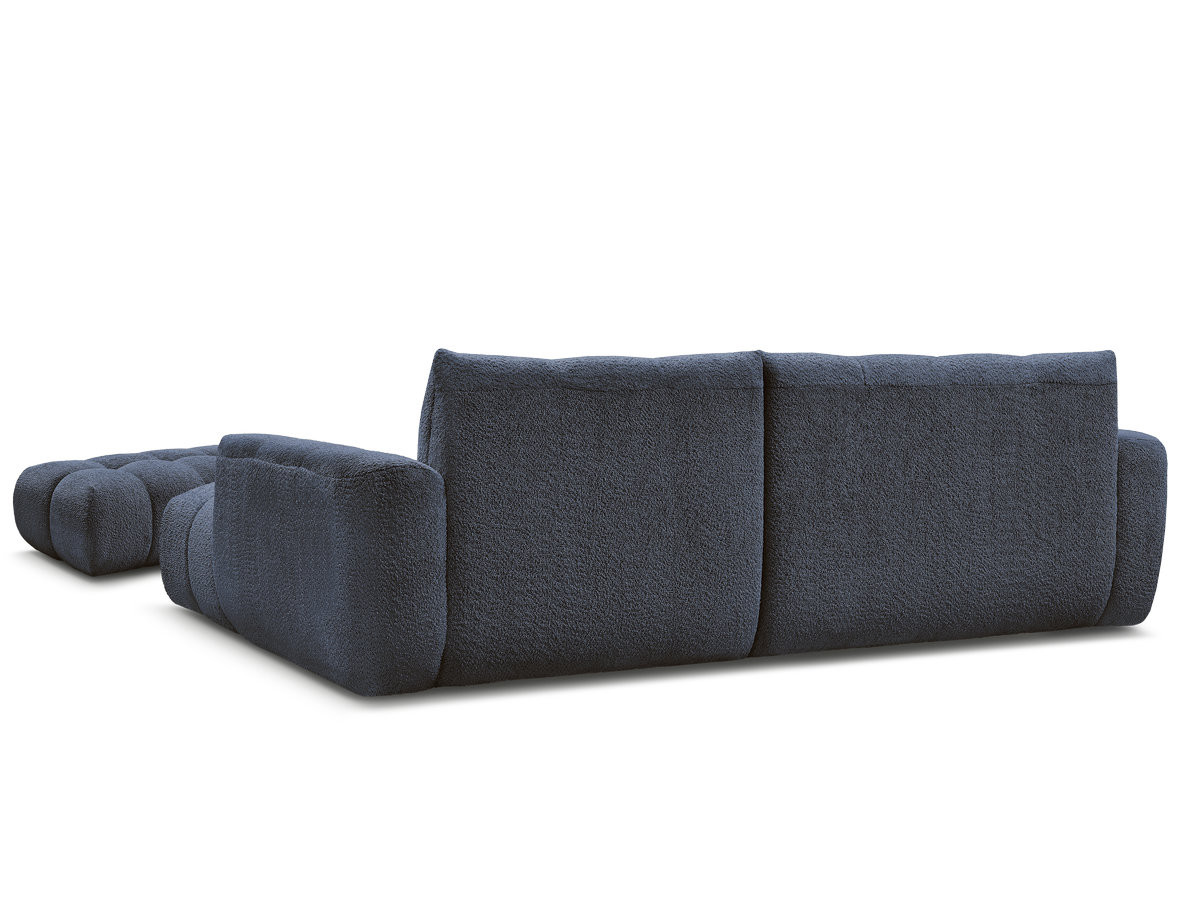 Canapé d'angle fixe JAYA tissu chenille avec pouf