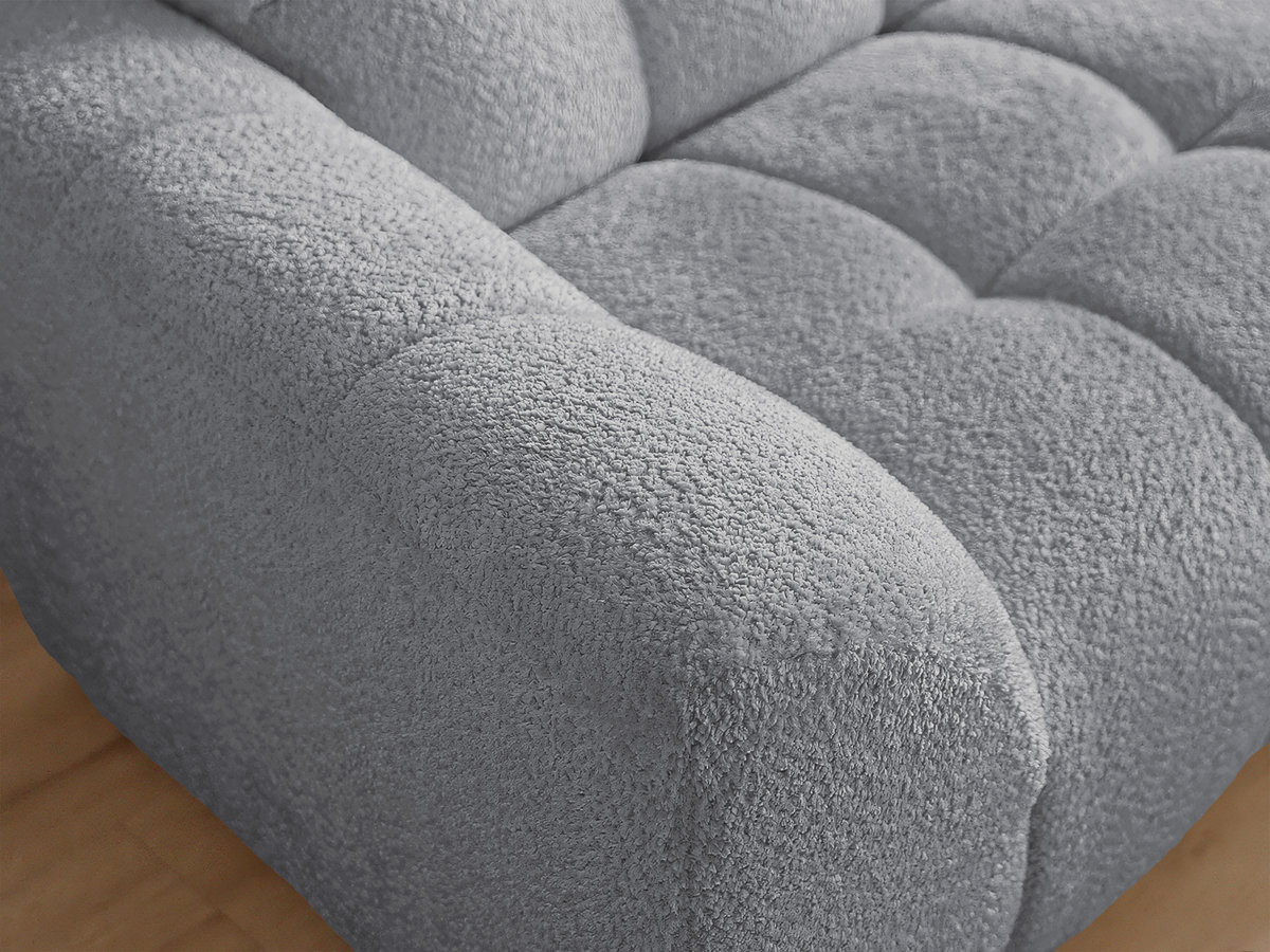 Canapé d'angle fixe JAYA tissu chenille avec pouf