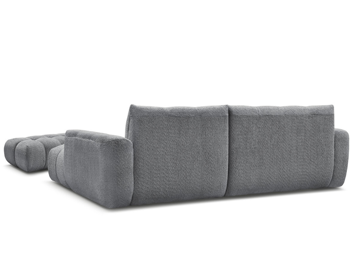 Canapé d'angle fixe JAYA tissu chenille avec pouf