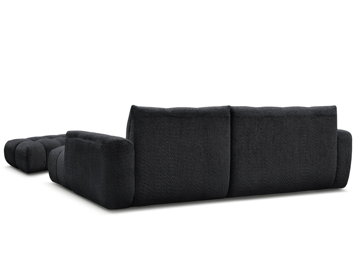 Canapé d'angle fixe JAYA tissu chenille avec pouf
