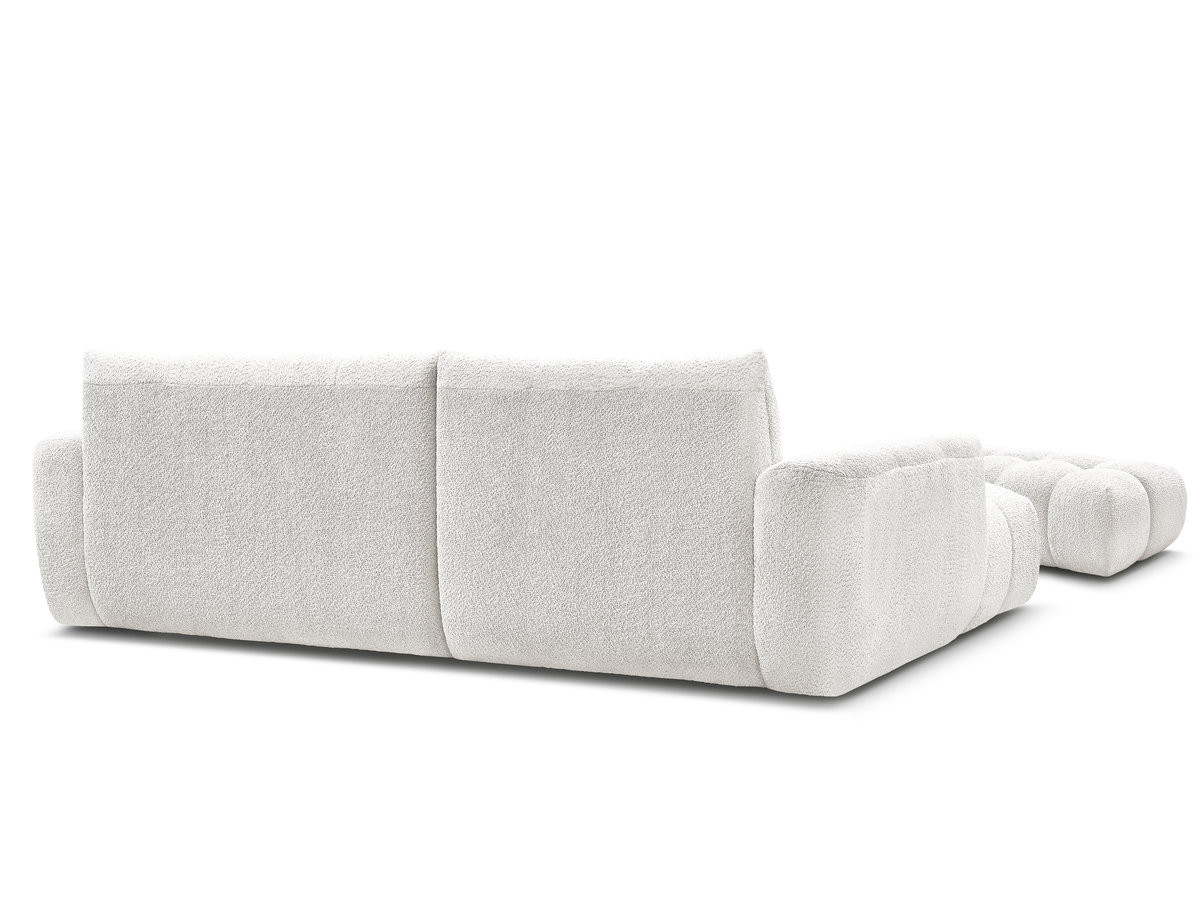 Canapé d'angle fixe JAYA tissu chenille avec pouf