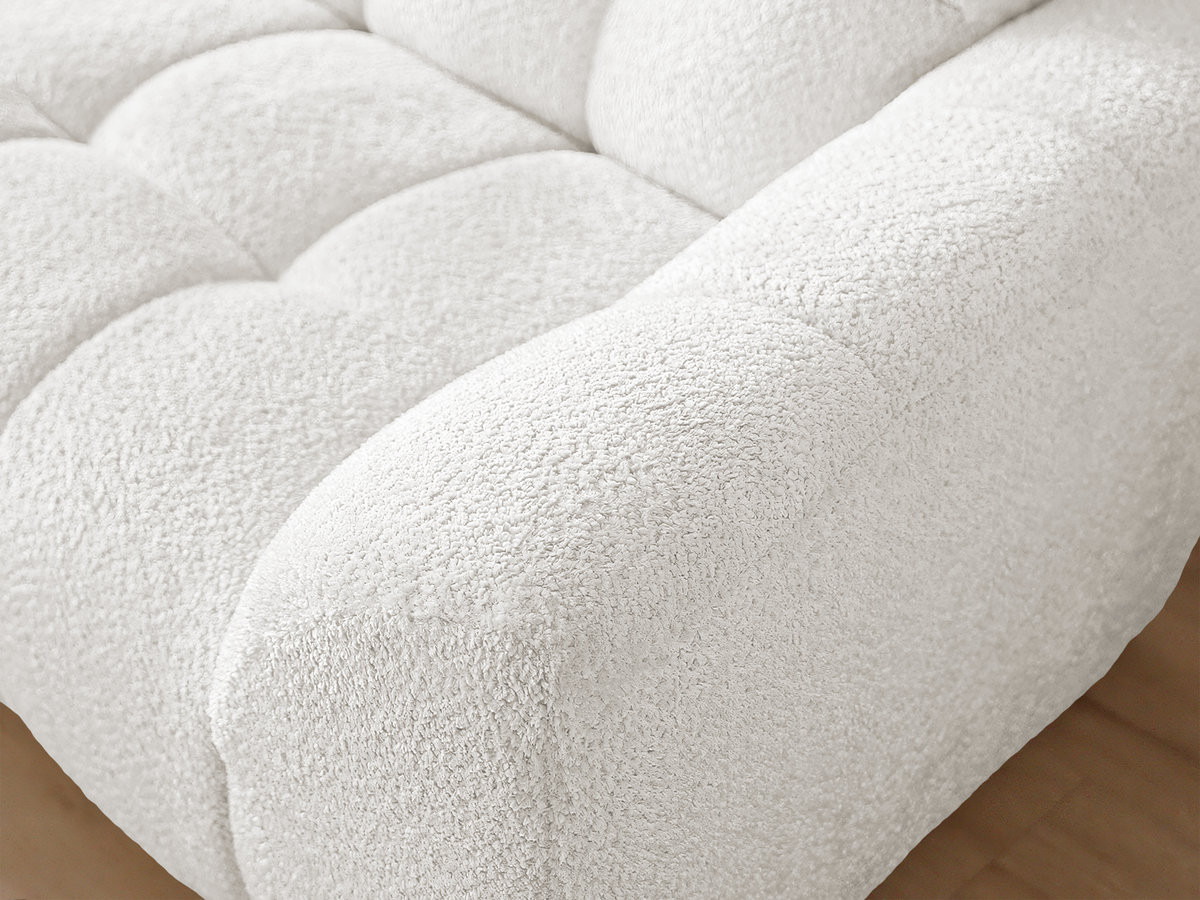 Canapé d'angle fixe JAYA tissu chenille avec pouf