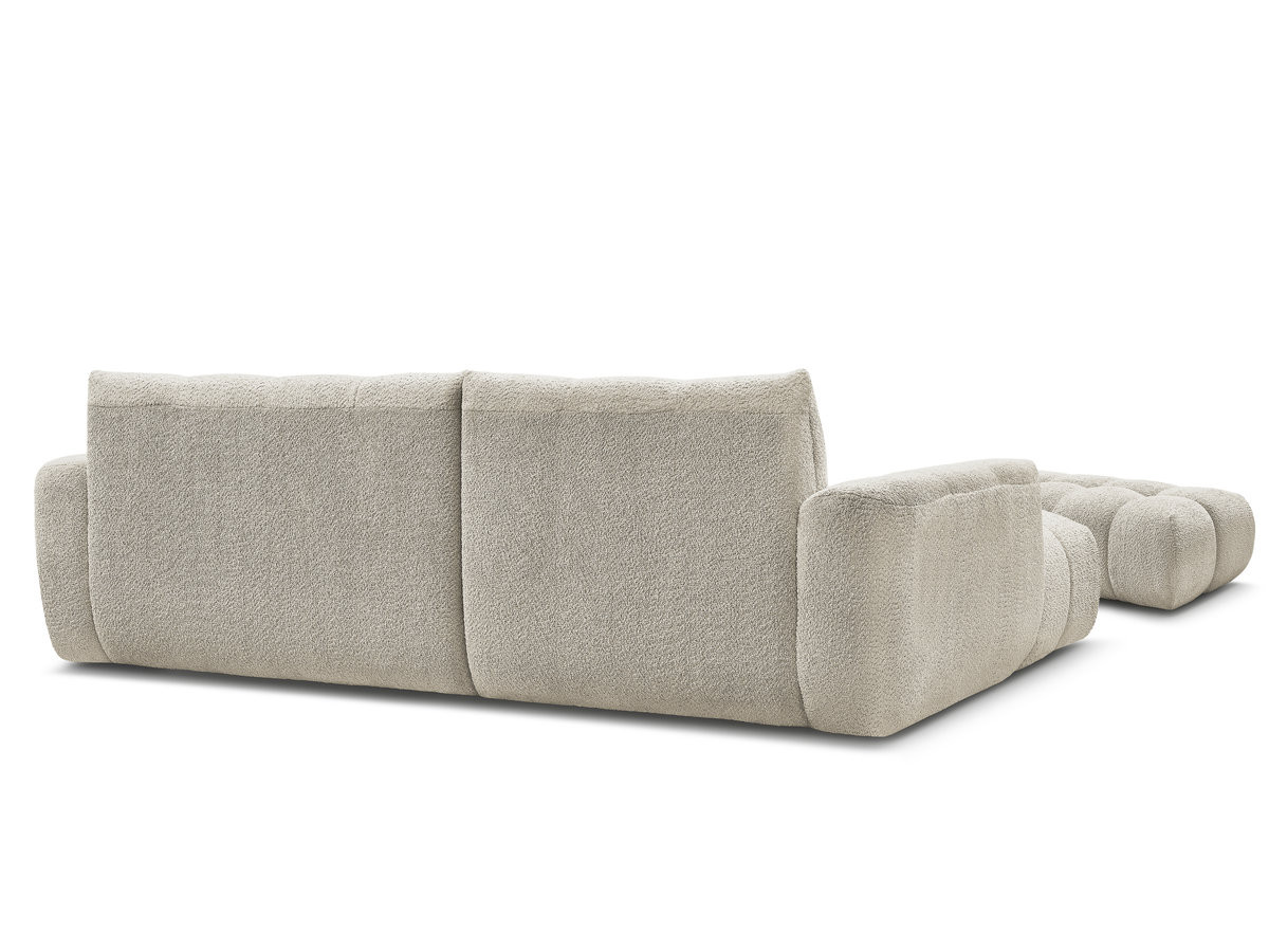 Canapé d'angle fixe JAYA tissu chenille avec pouf