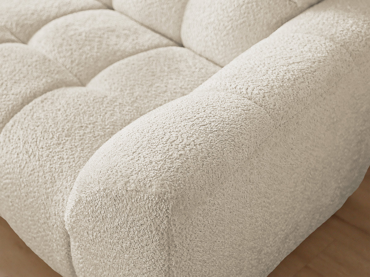 Canapé d'angle fixe JAYA tissu chenille avec pouf