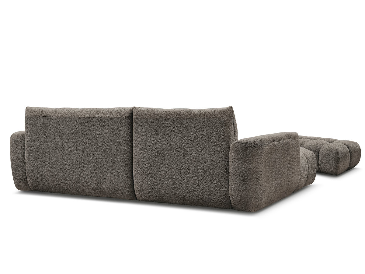 Canapé d'angle fixe JAYA tissu chenille avec pouf