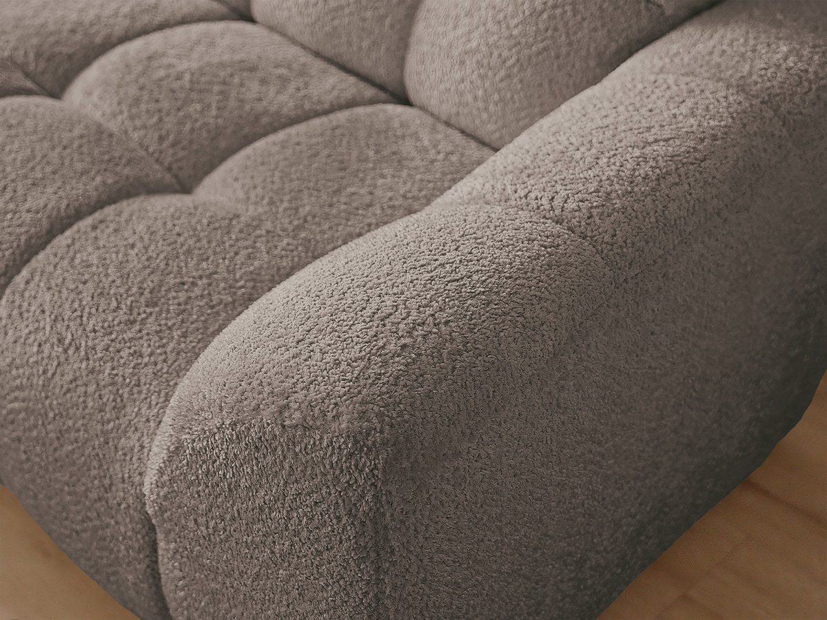 Canapé d'angle fixe JAYA tissu chenille avec pouf