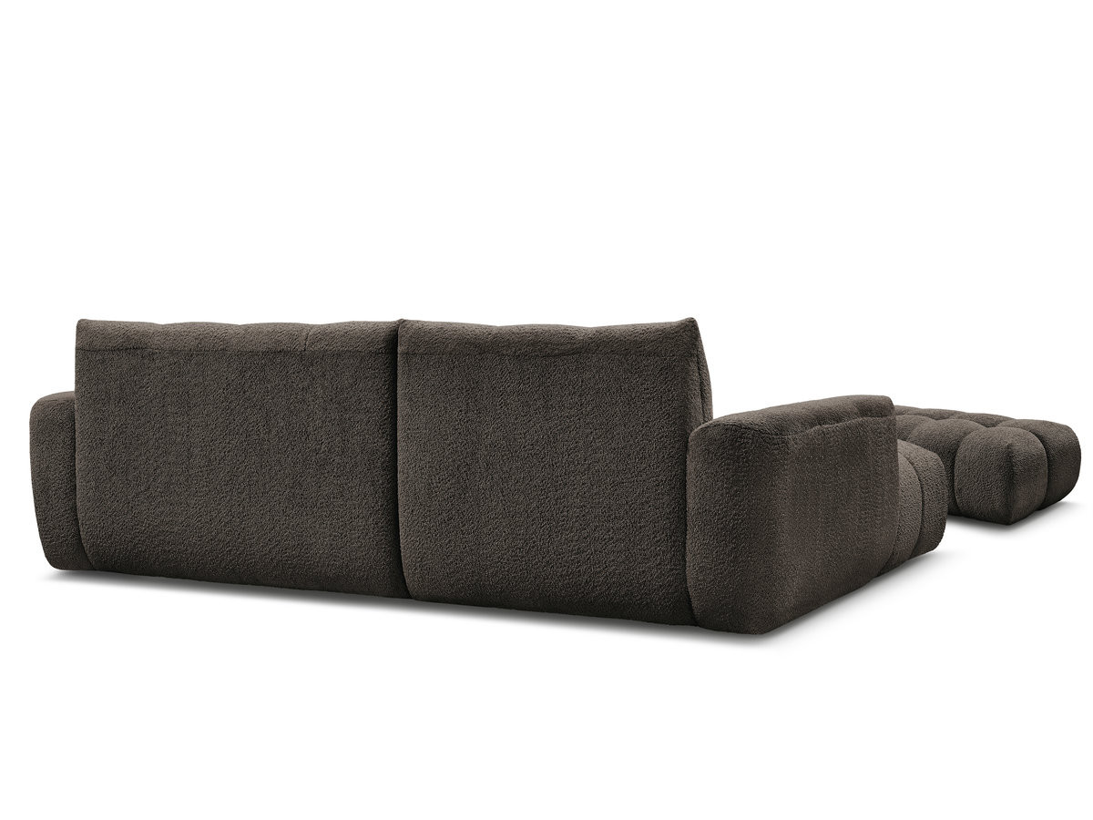 Canapé d'angle fixe JAYA tissu chenille avec pouf