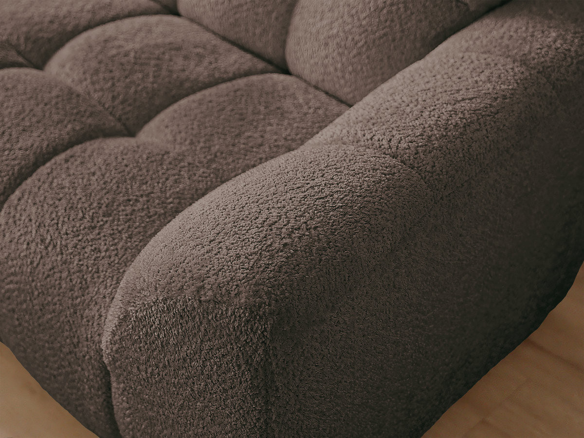 Canapé d'angle fixe JAYA tissu chenille avec pouf