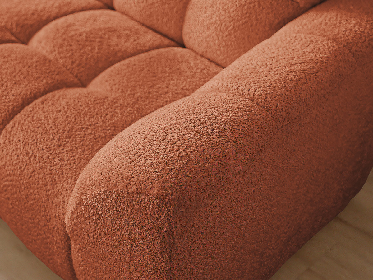 Canapé d'angle fixe JAYA tissu chenille avec pouf