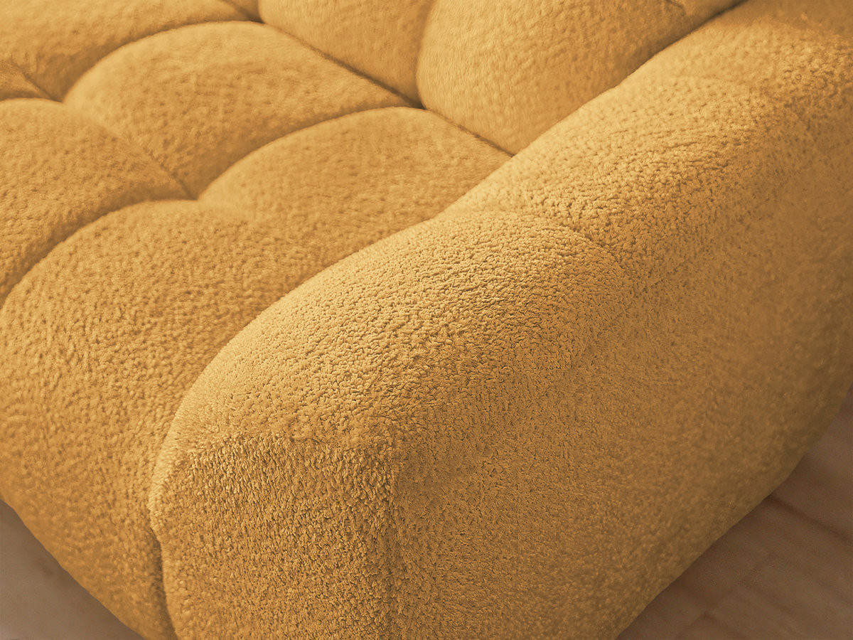 Canapé d'angle fixe JAYA tissu chenille avec pouf