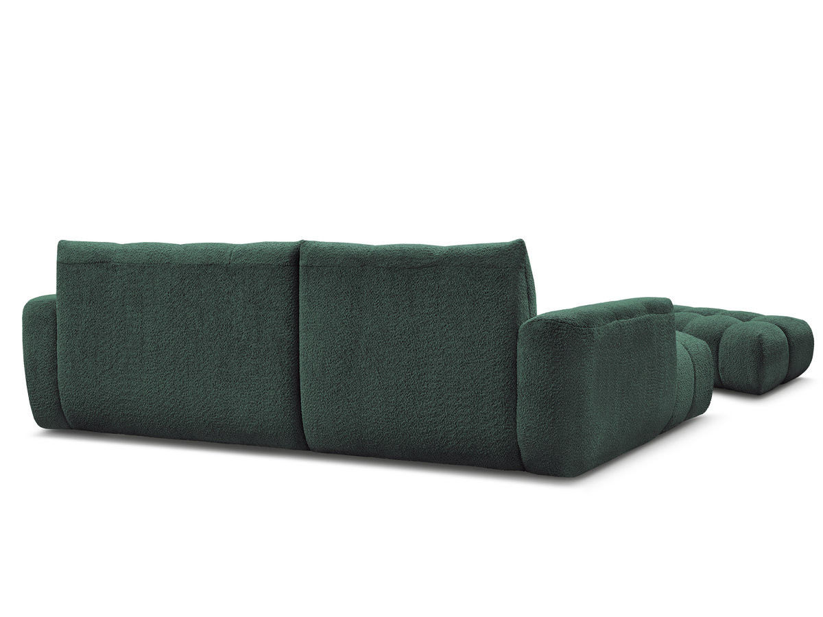 Canapé d'angle fixe JAYA tissu chenille avec pouf