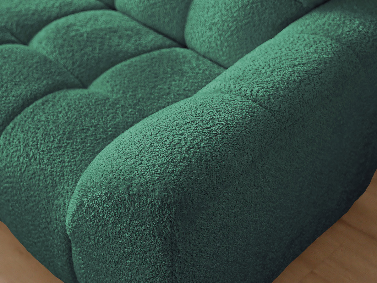 Canapé d'angle fixe JAYA tissu chenille avec pouf