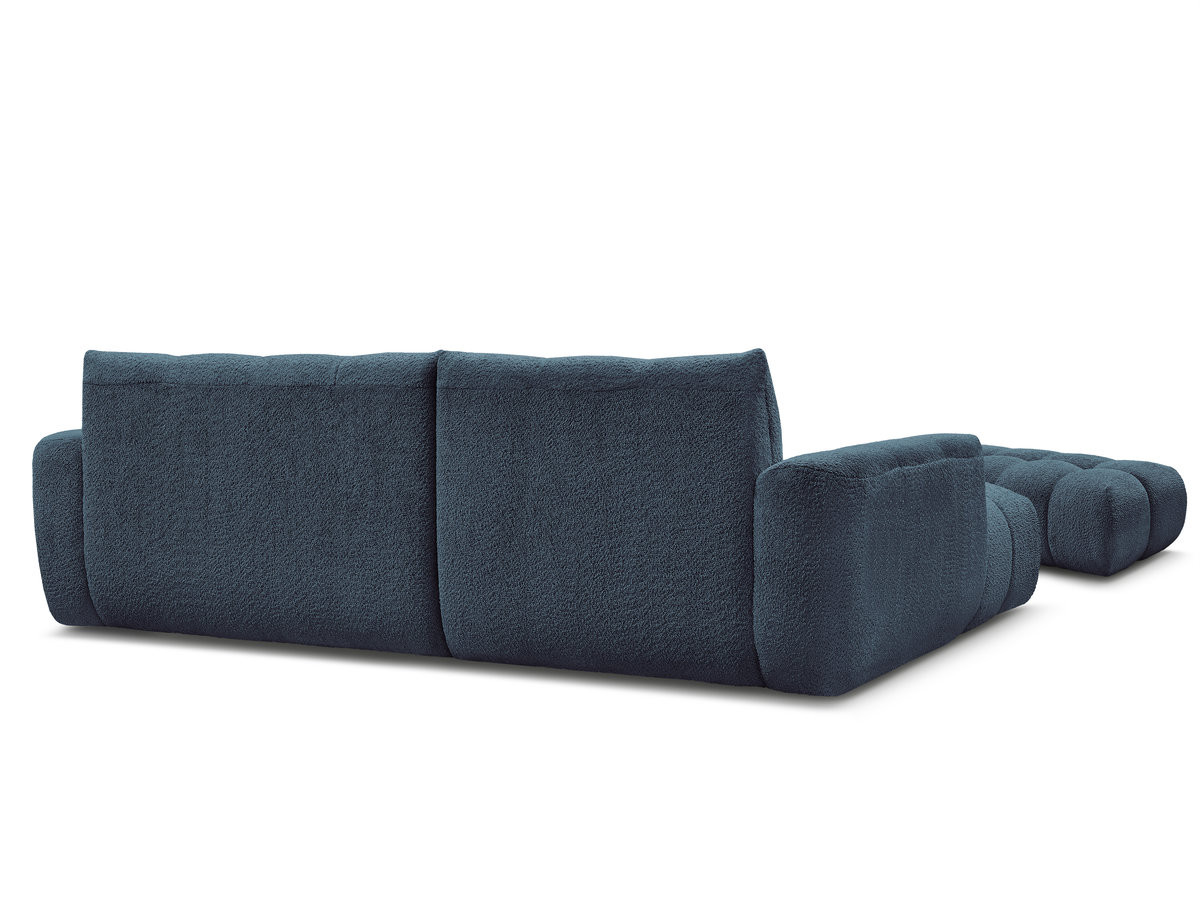 Canapé d'angle fixe JAYA tissu chenille avec pouf