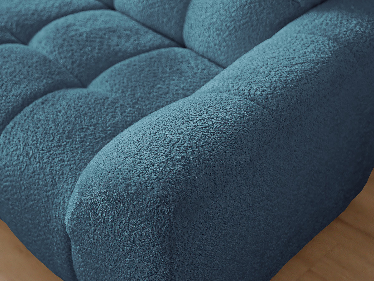 Canapé d'angle fixe JAYA tissu chenille avec pouf