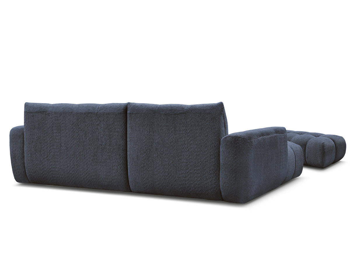 Canapé d'angle fixe JAYA tissu chenille avec pouf