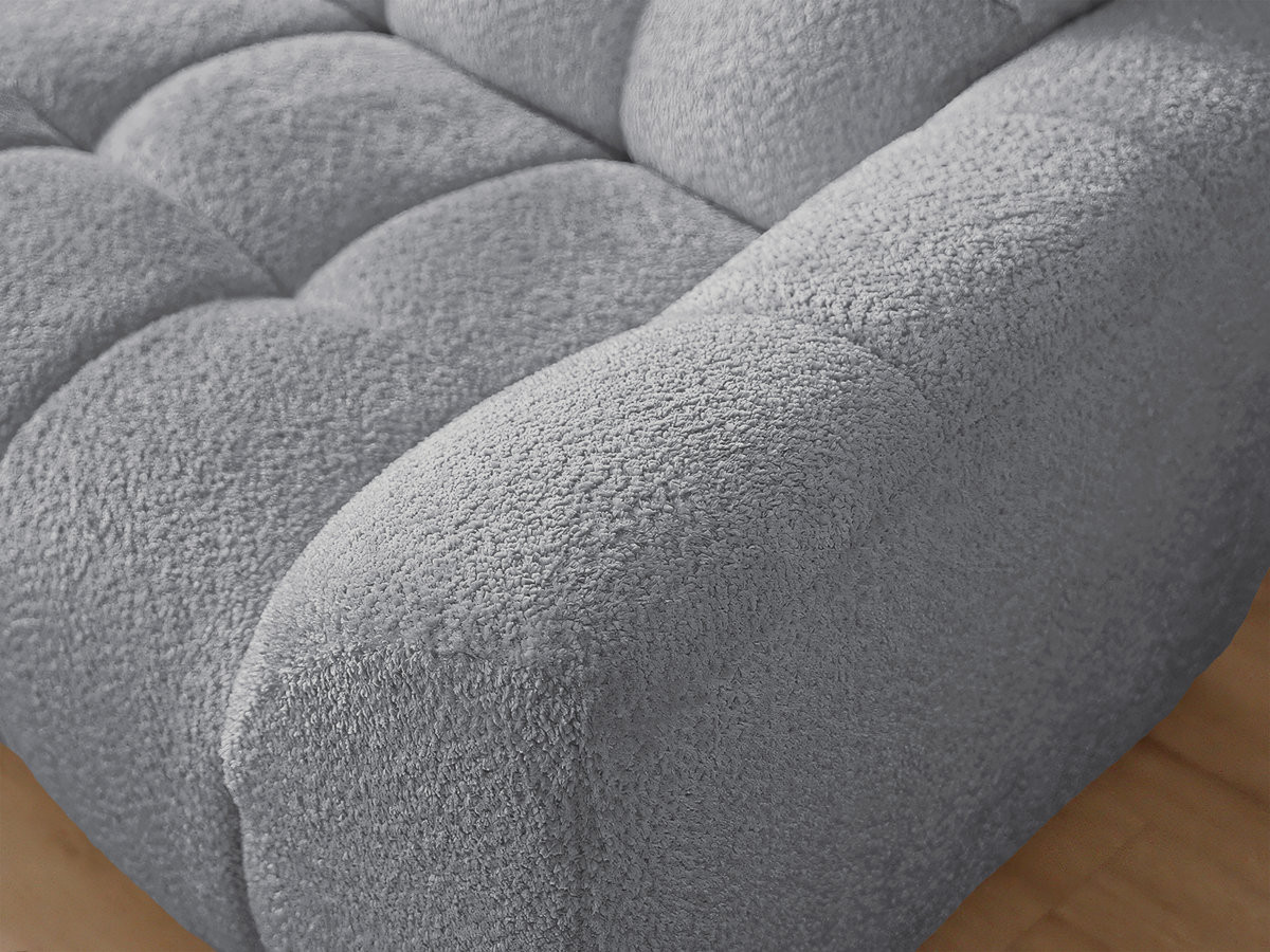 Canapé d'angle fixe JAYA tissu chenille avec pouf