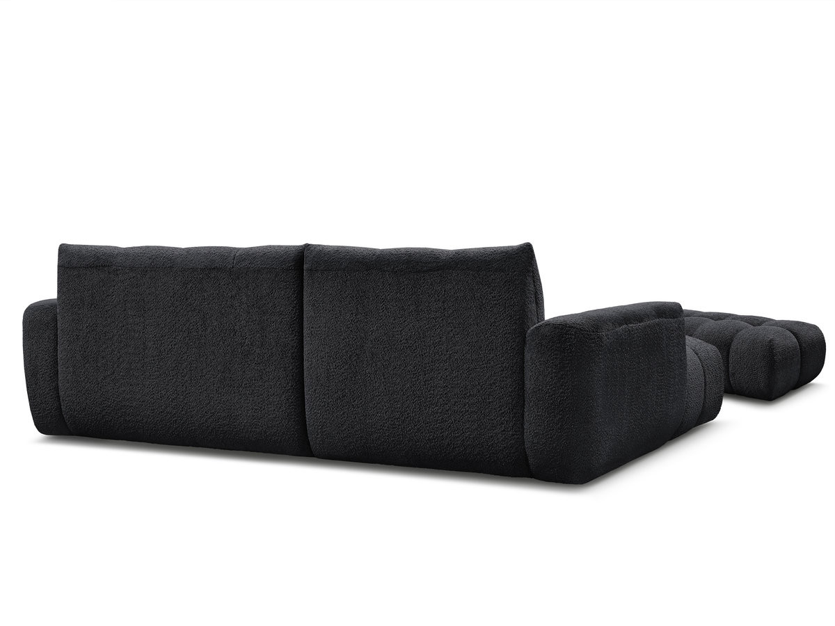 Canapé d'angle fixe JAYA tissu chenille avec pouf