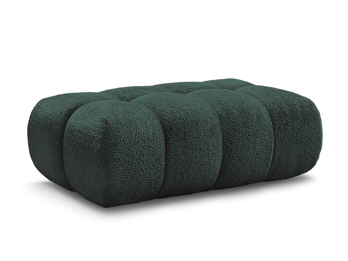 pouf jaya tissu chenille de couleur vert foncé
