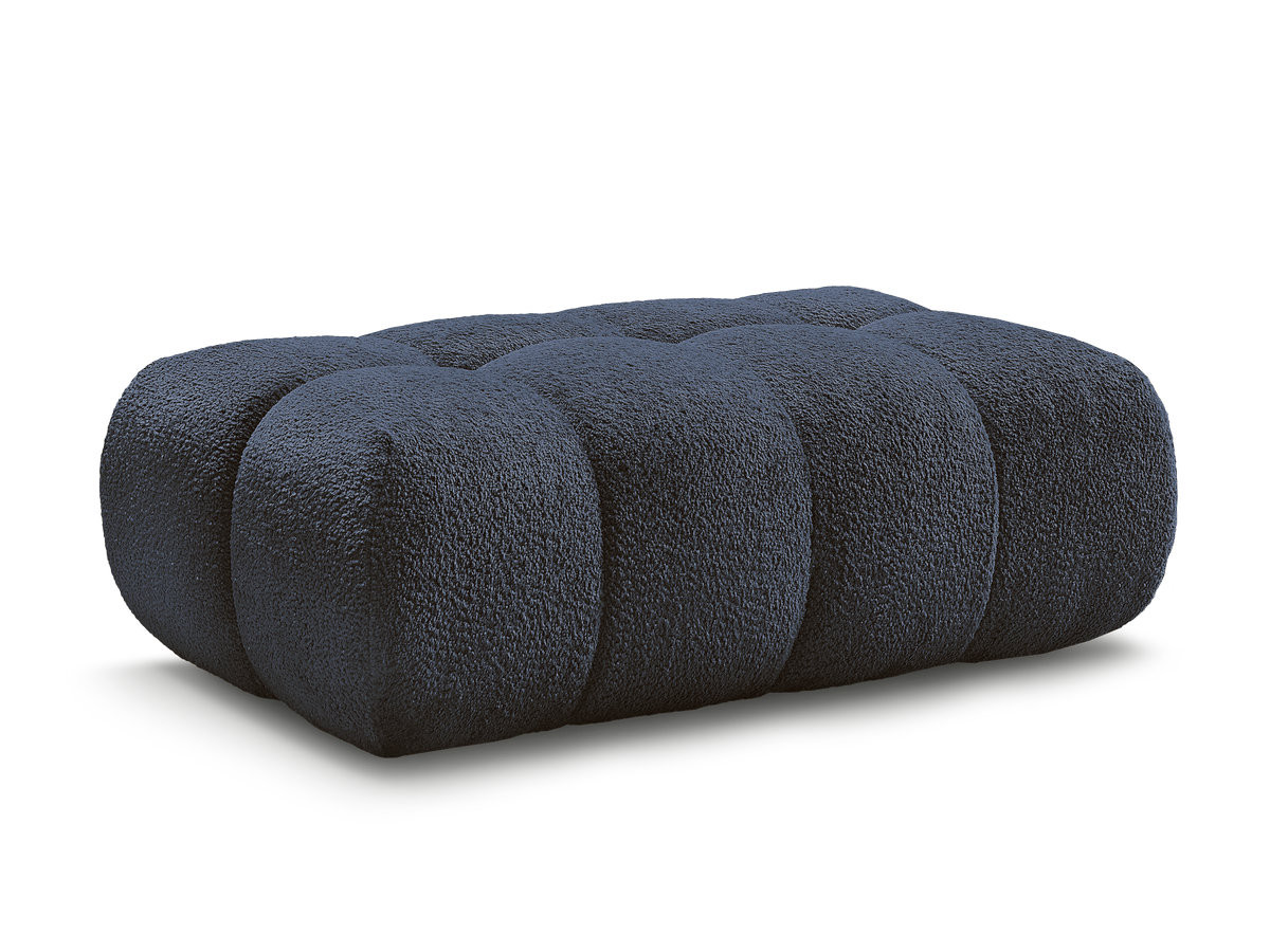 pouf jaya tissu chenille de couleur bleu foncé