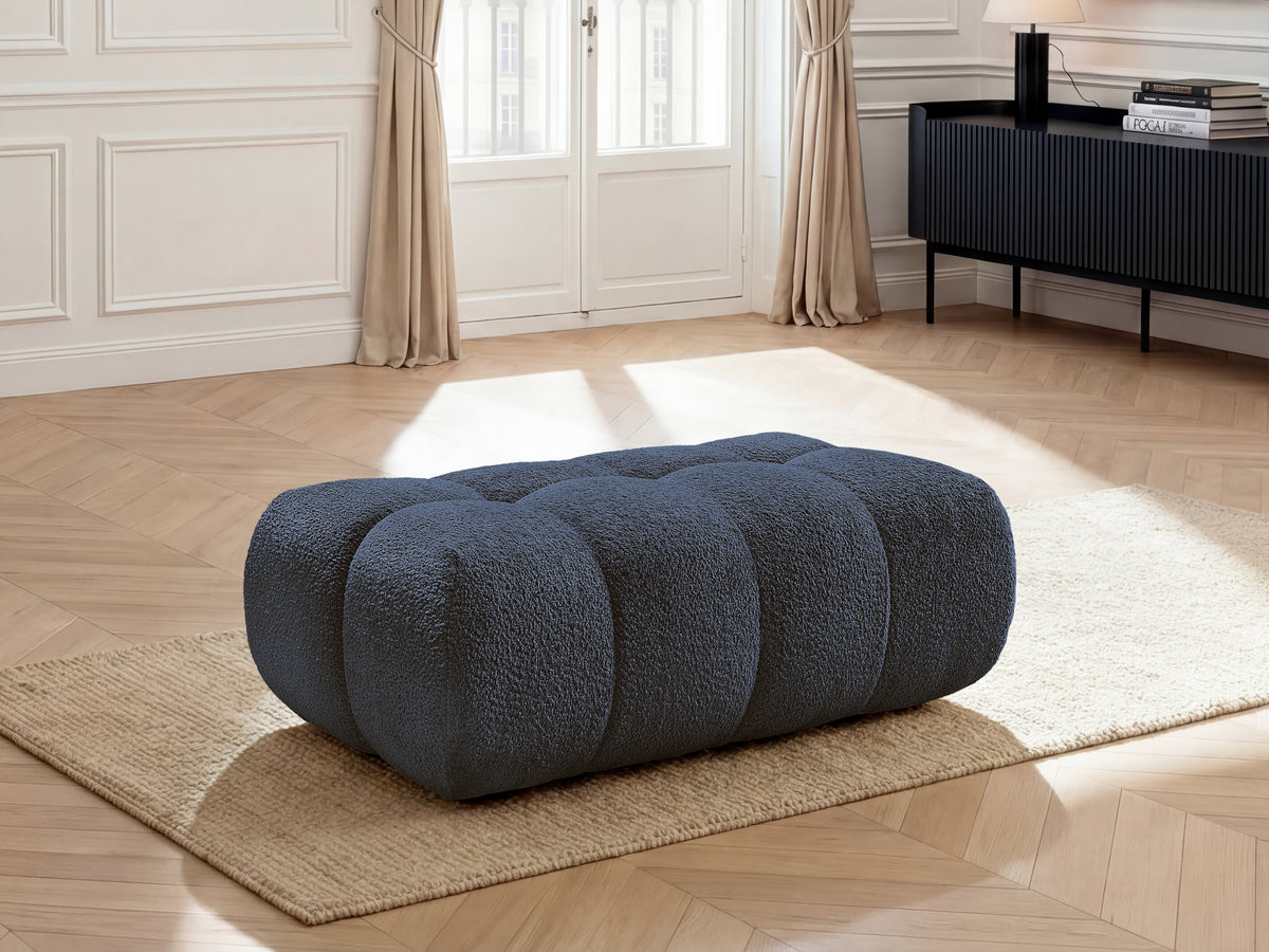 Pouf JAYA chenille bleu foncé