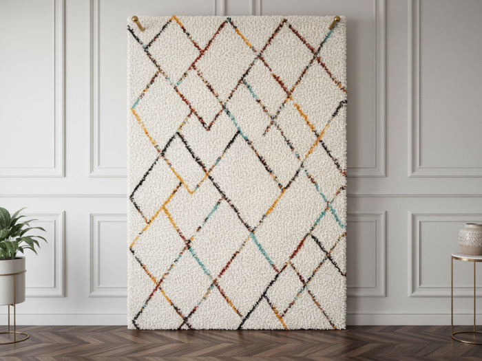 Tapis poils longs ELOISE motifs graphiques