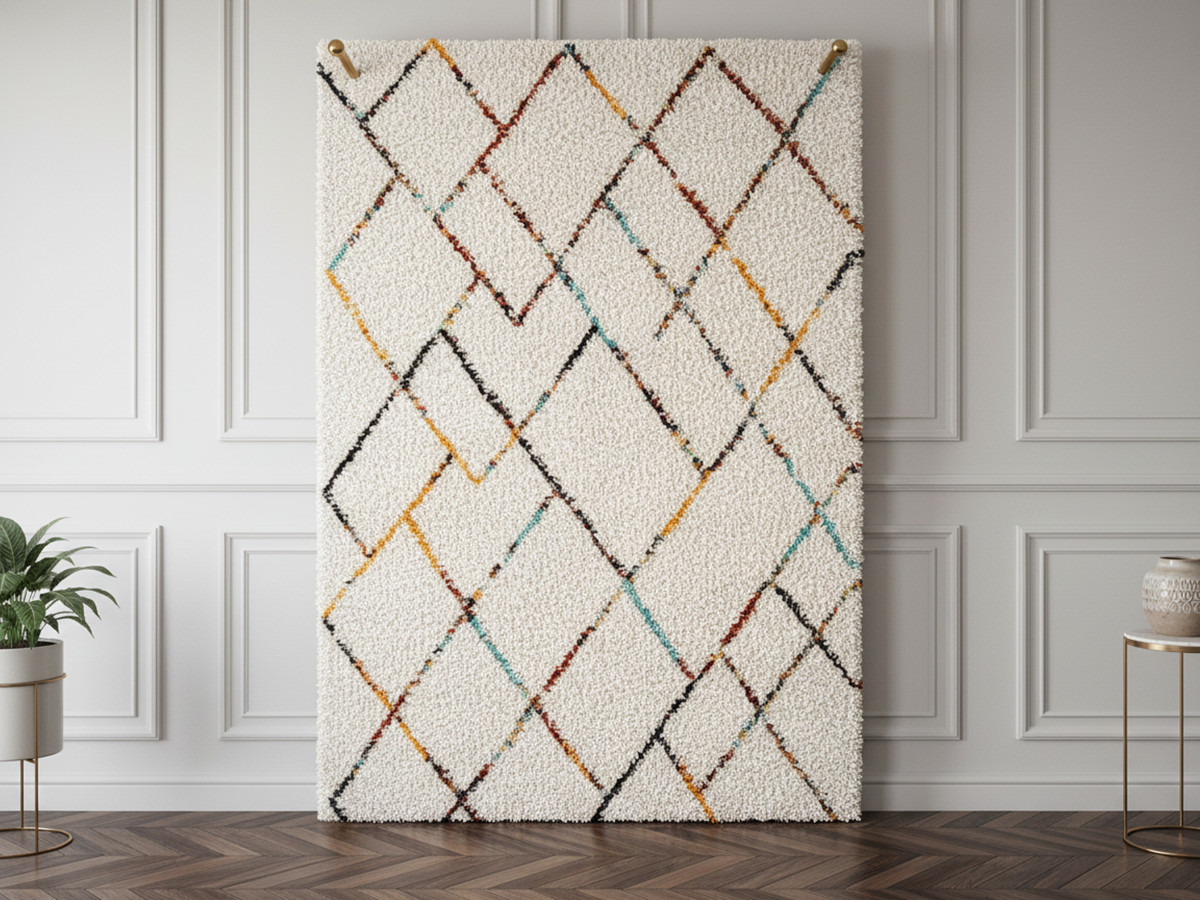 Tapis poils longs ELOISE motifs graphiques