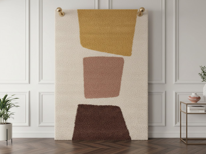 Tapis poils longs LEANDRE motif géométrique