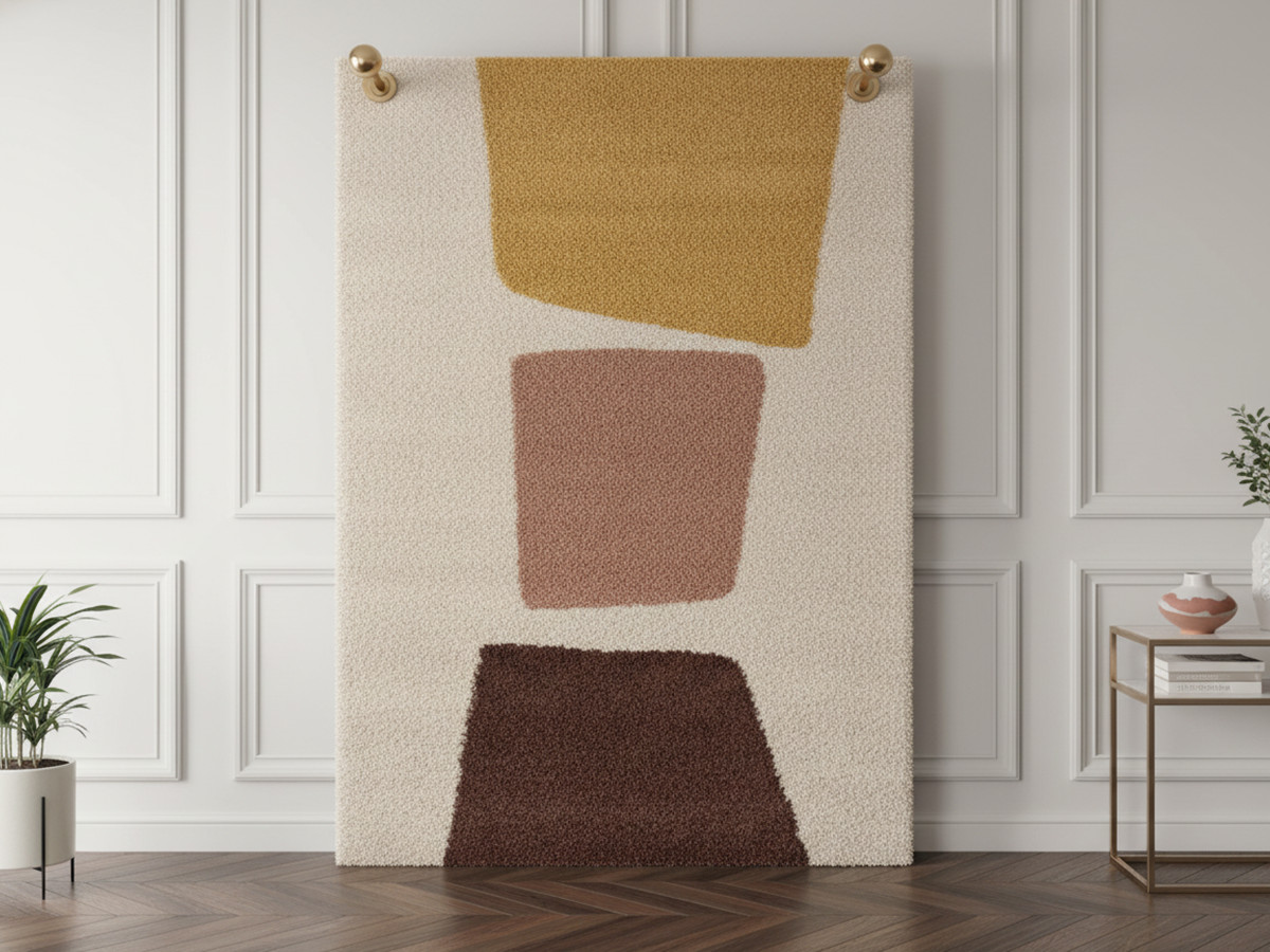 Tapis poils longs LEANDRE motif géométrique Tapis poils longs LEANDRE motif géométrique