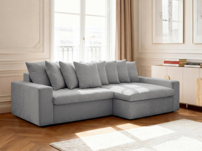 Canapé d'angle fixe ENORE tissu lisse