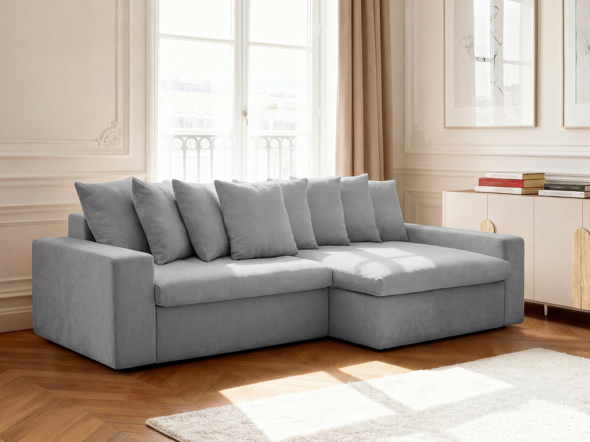 Canapé d'angle fixe ENORE tissu lisse
