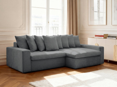 Canapé d'angle fixe ENORE tissu lisse