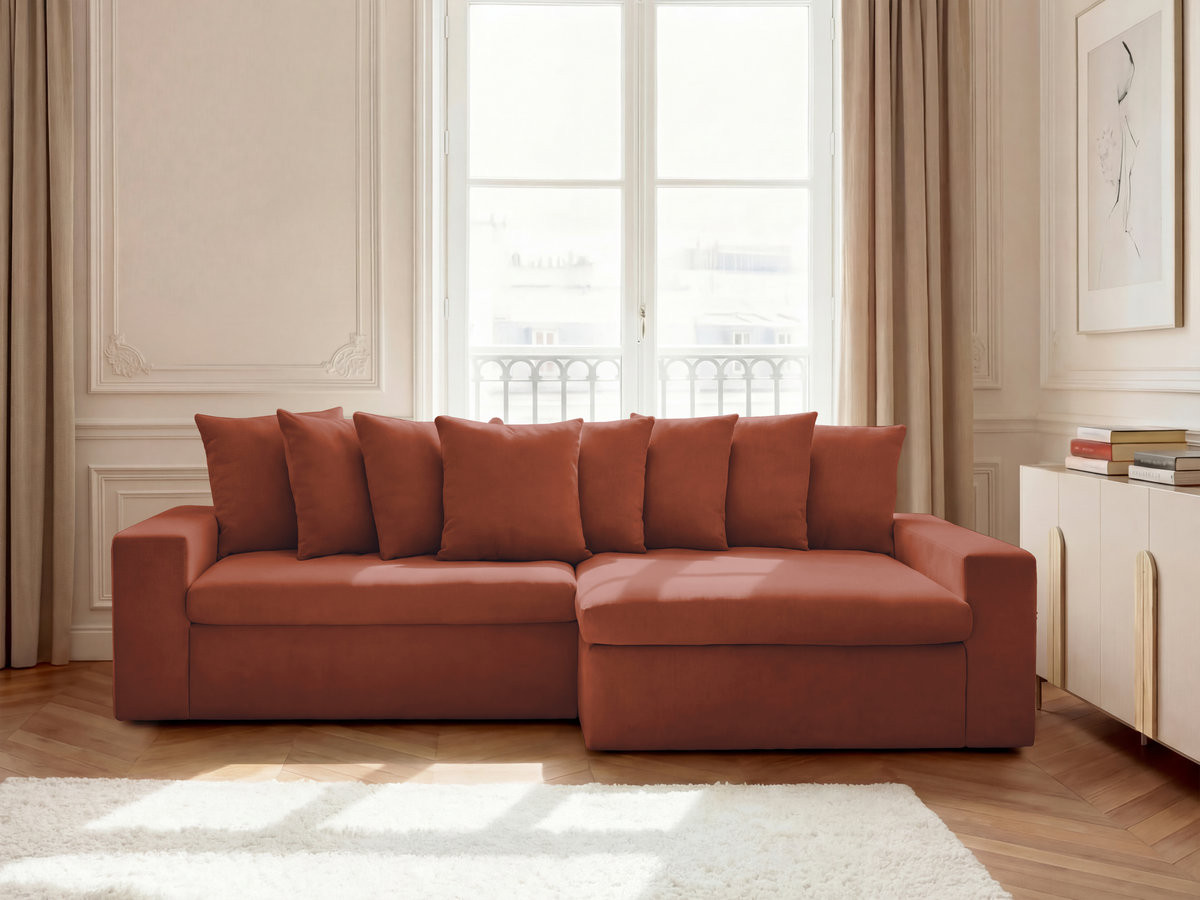 Canapé d'angle ENORE lisse rouge — vue 4