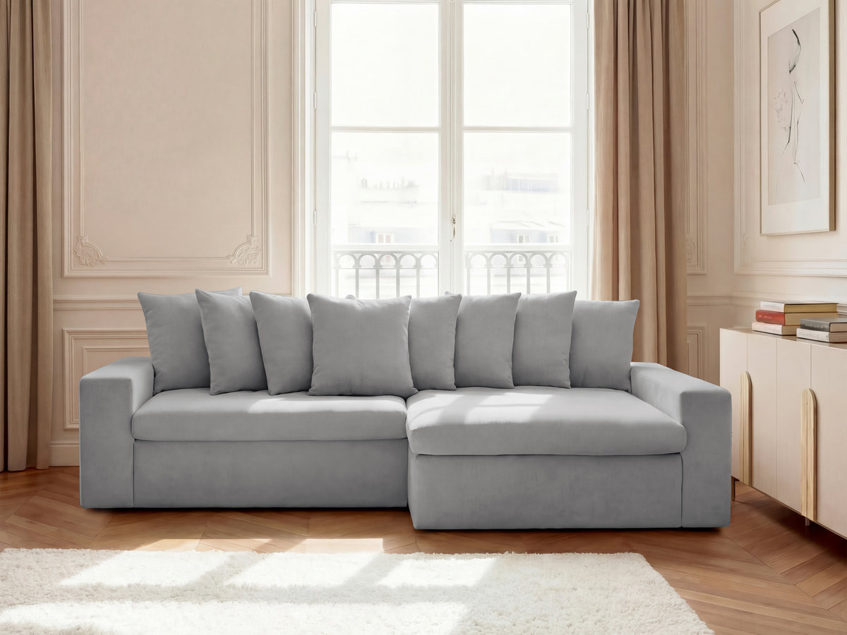 Canapé d'angle ENORE lisse gris clair — vue 4