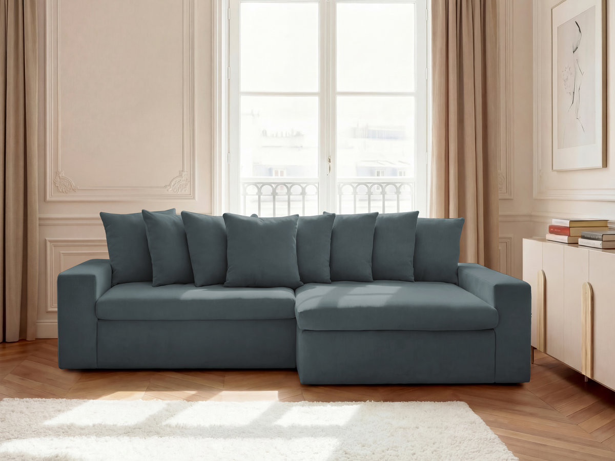 Canapé d'angle ENORE lisse bleu — vue 4