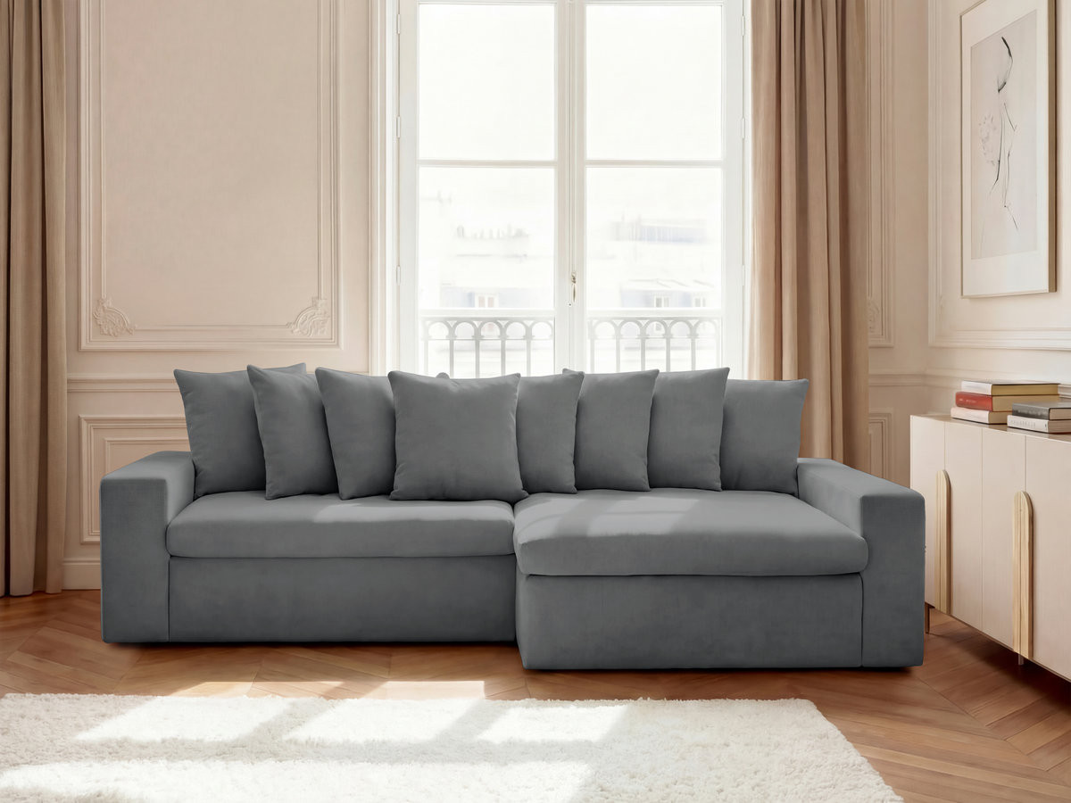 Canapé d'angle fixe ENORE tissu lisse