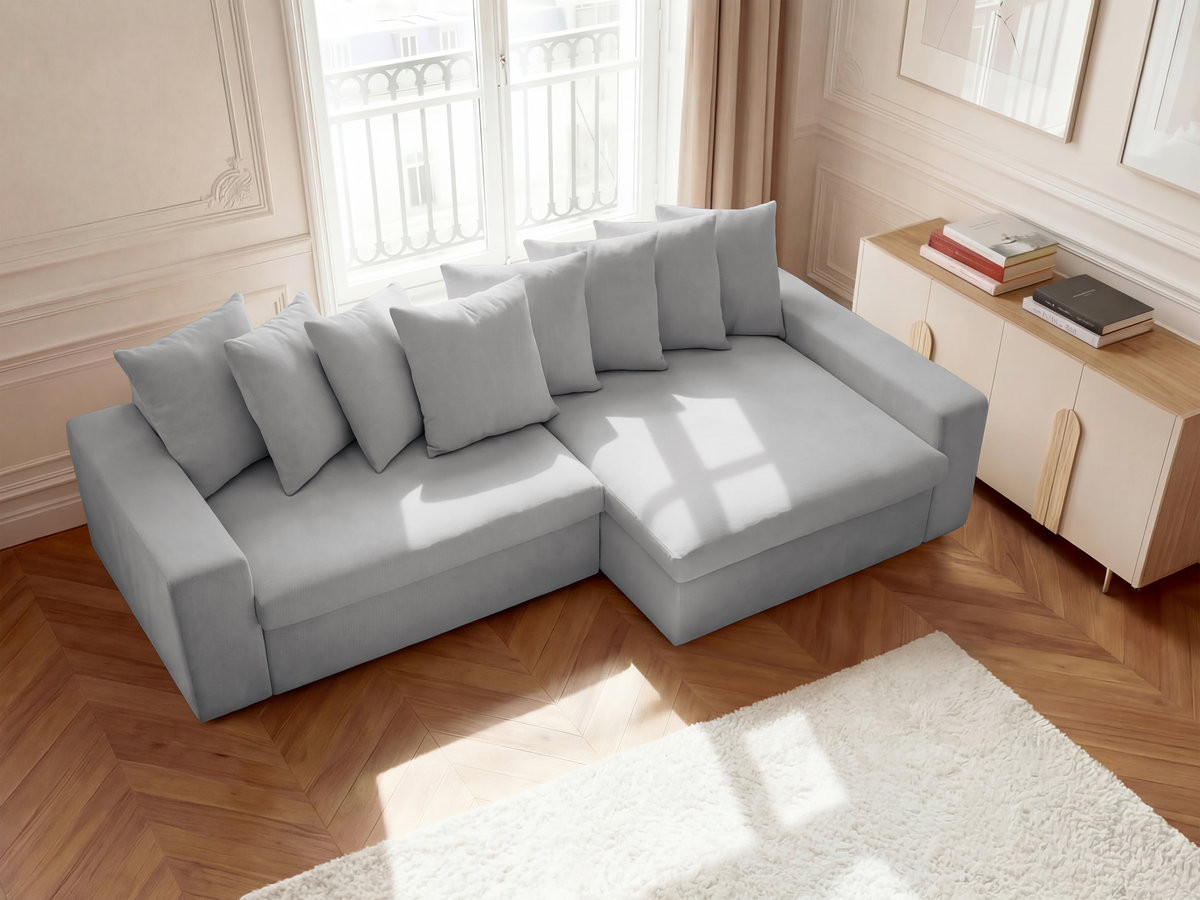 Canapé d'angle fixe ENORE tissu lisse