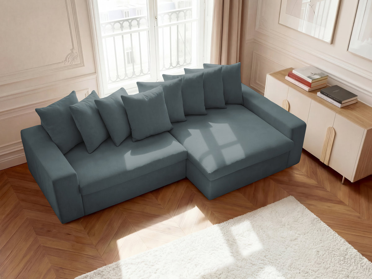 Canapé d'angle ENORE lisse bleu — vue 6