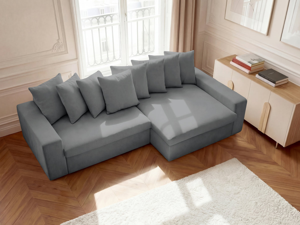Canapé d'angle fixe ENORE tissu lisse
