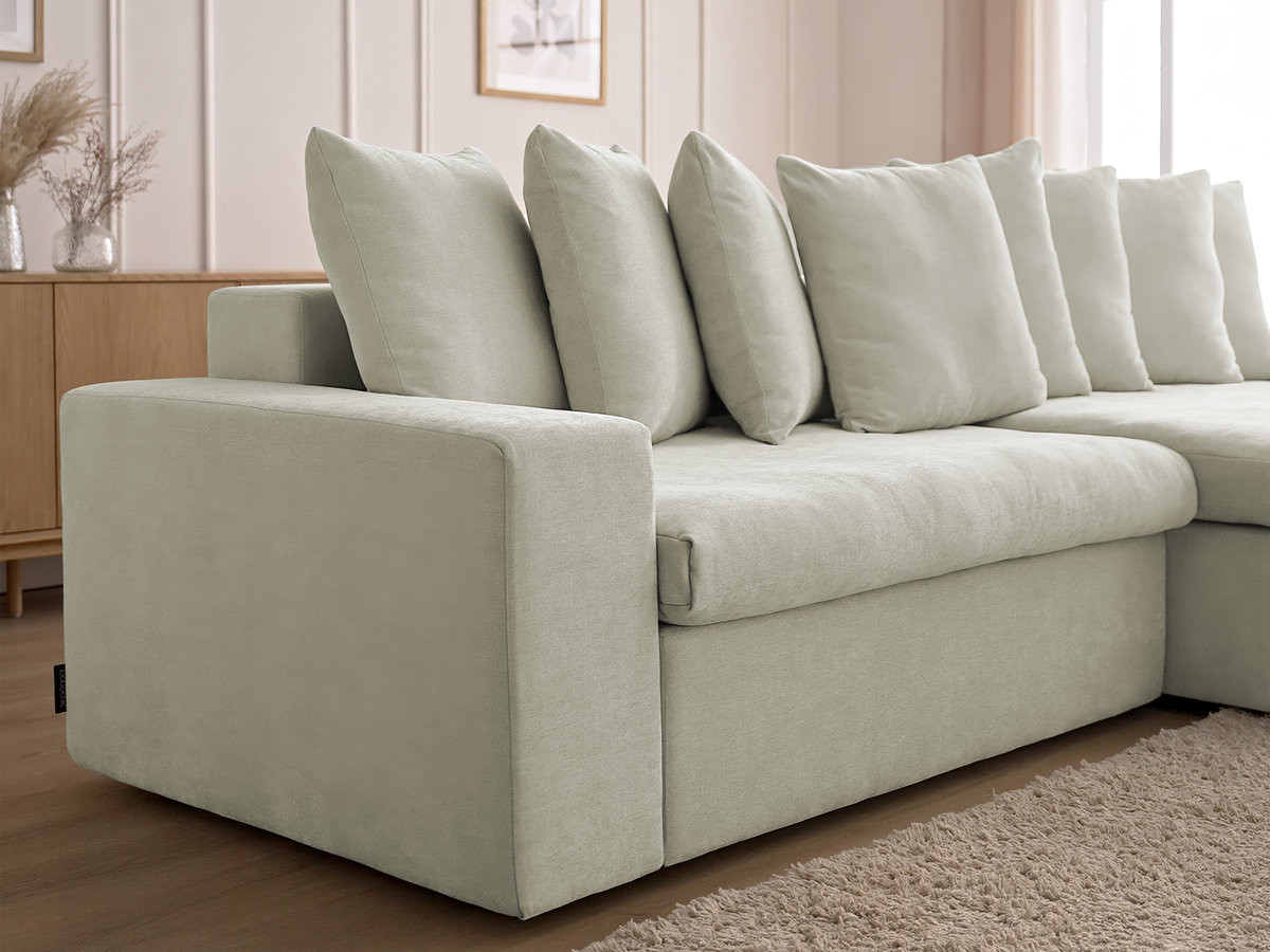 Canapé d'angle fixe ENORE tissu lisse