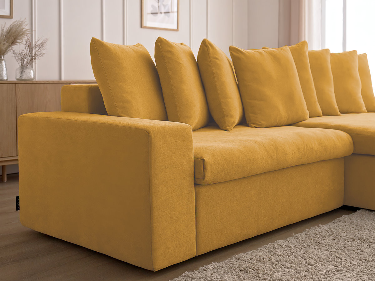 Canapé d'angle fixe ENORE tissu lisse