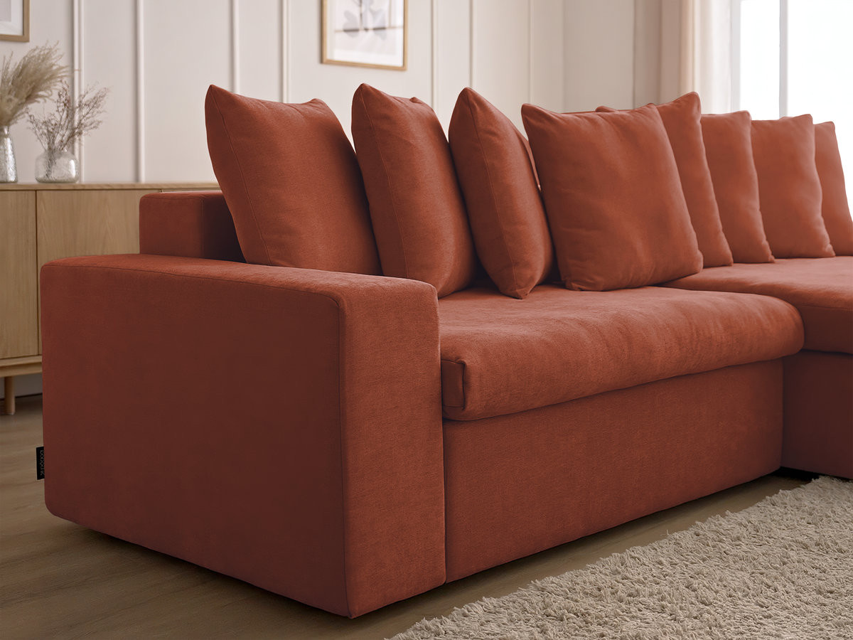 Canapé d'angle fixe ENORE tissu lisse