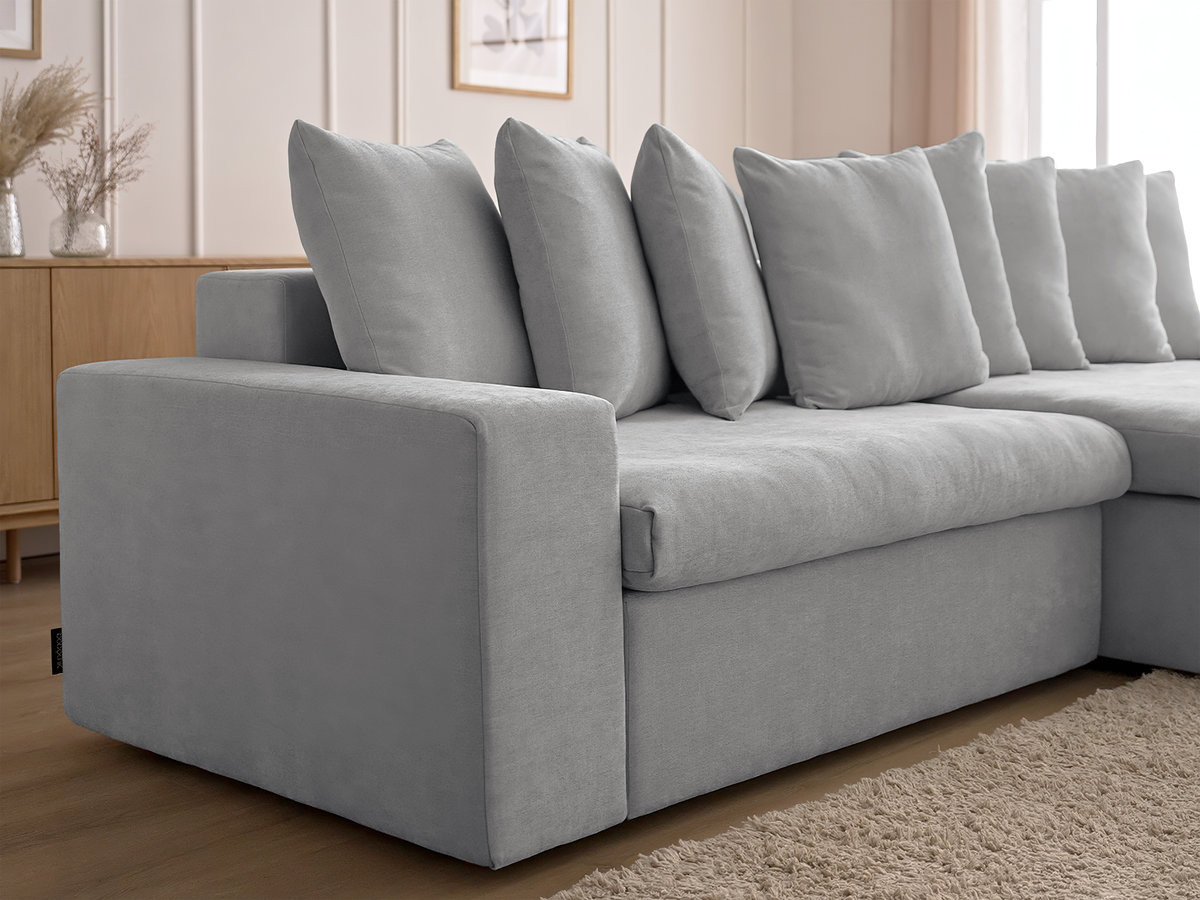 Canapé d'angle fixe ENORE tissu lisse