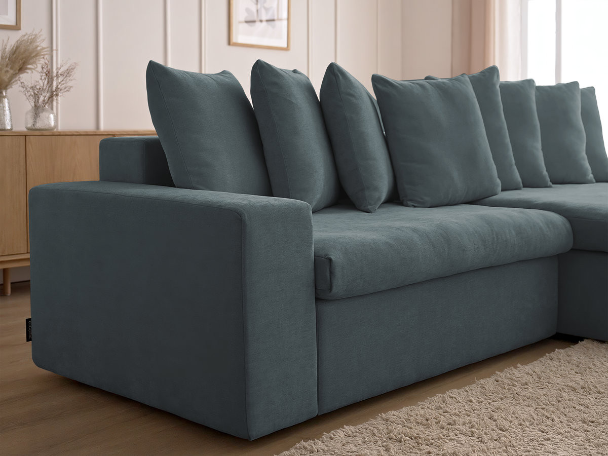 Canapé d'angle fixe ENORE tissu lisse